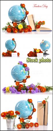     / Globe with flowers - Raster clipart