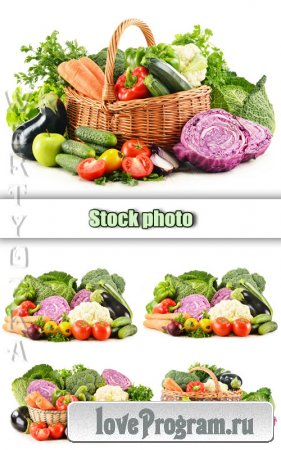  ,    / Fresh fruits and vegetables in a basket - Raster clipart