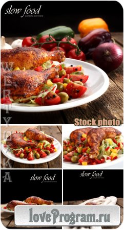    / Chicken with vegetables - Raster clipart