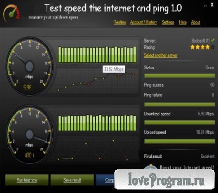 Test speed the internet and ping 1.0