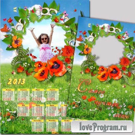  Набор из календаря на 2013 год и рамки для фото – Маково-ромашковое поле 