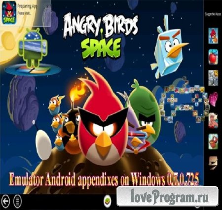 Emulator Android appendixes on Windows 0.7.0.725