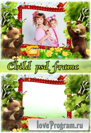 Детская рамка для фотошопа - Жили были медвежата 