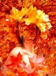 Шаблон для фотошопа – Девушка в осенних листьях