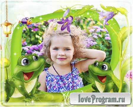Весёлая детская рамочка для фотошопа с весёлыми лягушатами
