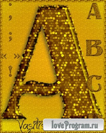 Красивый английский алфавит  для фотошопа из пайеток - ABCD