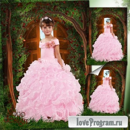  Шаблон для девочки в розовом пышном платье - Хозяйка лесного дома  