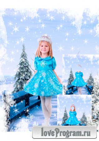 Шаблон для фотошопа – Голубая снежинка