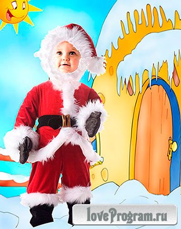 Детский шаблон для фотошопа - Маленький  Санта