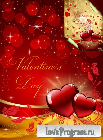 PSD Исходники на день Святого Валентина - Сердечки, валентинки, розы, любовь, день влюбленных 