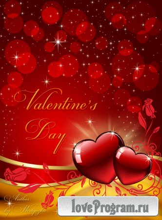 PSD Исходники на день Святого Валентина - Сердечки, валентинки, розы, любовь, день влюбленных 
