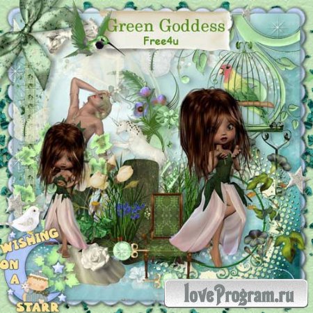 Интересный завораживающий скрап-набор - Зеленая Богиня 