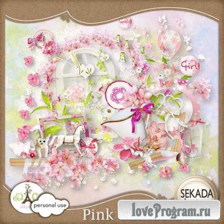 Нежно-розовый цветочный скрап-набор - Розовая фантазия 