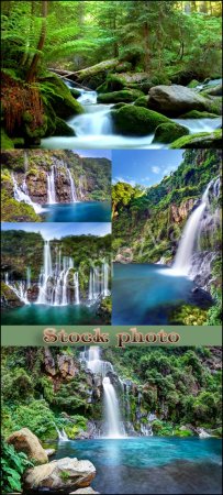 ,  / Waterfalls, wonderful nature - Raster clipart