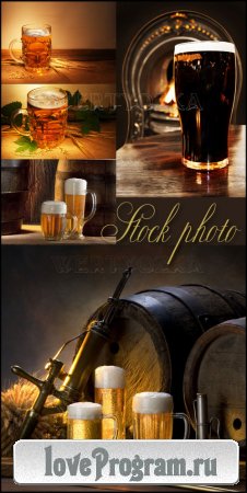,    / Beer, wine glasses of beer, barrels of beer - Raster clipart