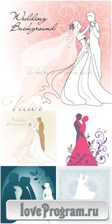 Свадебные векторные фоны / Wedding backgrounds, bride and groom, wedding