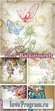       / Backgrounds with flowers and butterflies