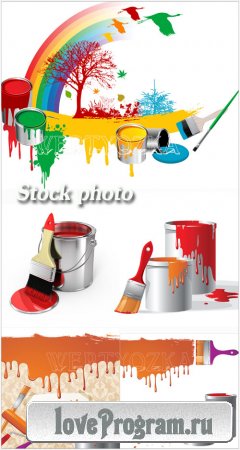 ,    / Paint, paint cans and brushes