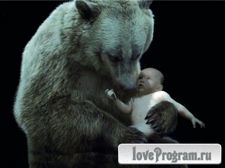  Шаблон для малышей - Ребенок и медведь 
