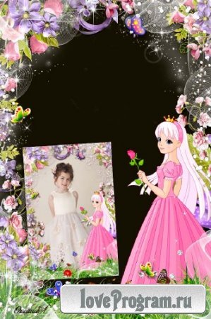 Рамка для девочек – Принцесса и роза 