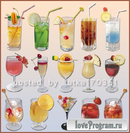 Клипарт для фотошопа - Прохладительные напитки и коктейли