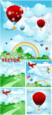       / Beautiful natural background with balloons - vector clipart