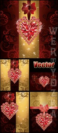      / Vector backgrounds with precious hearts