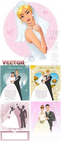 Жених и невеста / Bride and groom - wedding vector