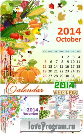 Календарь на 2014 / Calendar for 2014 - vector clipart