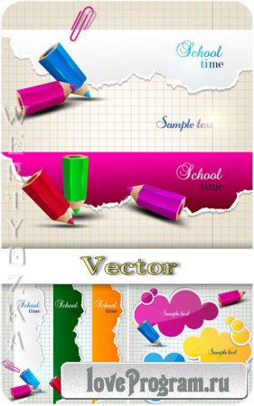       / Pencils and color elements for text - vector