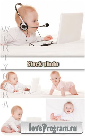     / Funny kid with a notebook - Raster clipart