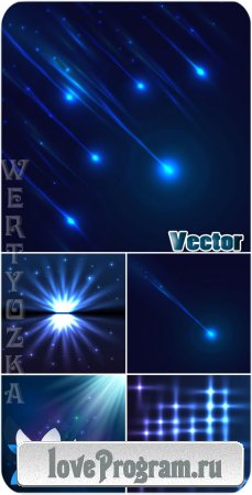 Сияние и блеск, синие векторные фоны / Shine and luster, blue vector backgrounds