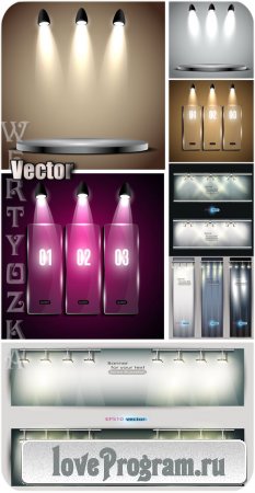   ,  / Banners,stands with backlight, spotlight - vector