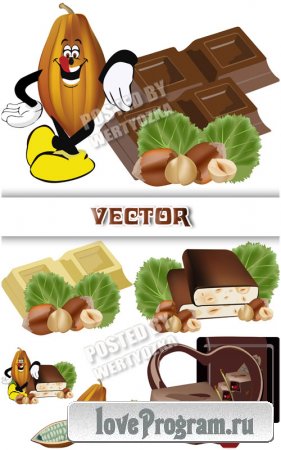   ,  /  Chocolate with nuts, sweets - vector