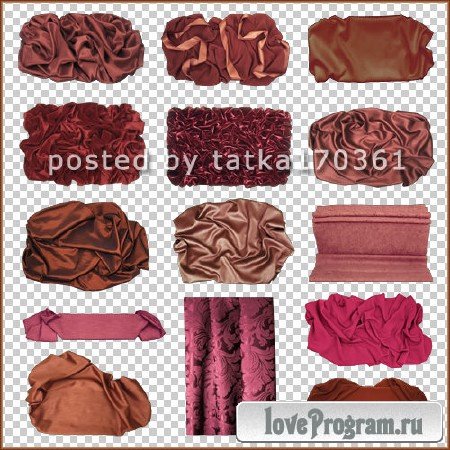 Клипарт для фотошопа - Отрезы ткани красно-коричневого цвета