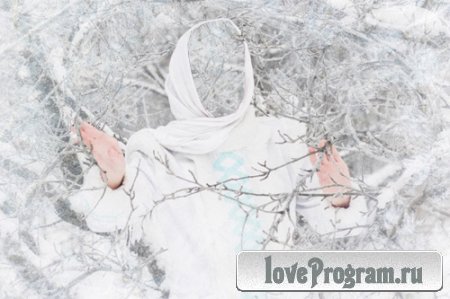  Шаблон для фотошопа - Снегурочка зимой лесу 