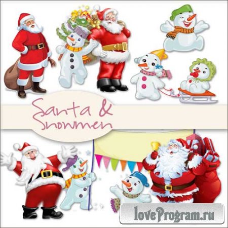 Новогодний скрап-комплект - Санта и снеговичок 