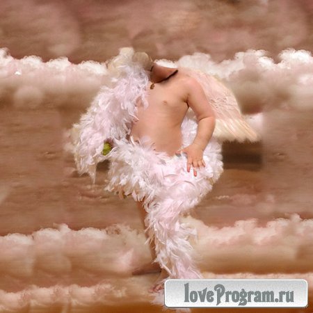  Шаблон для фотошопа - Нежный ангелочек с крыльями 