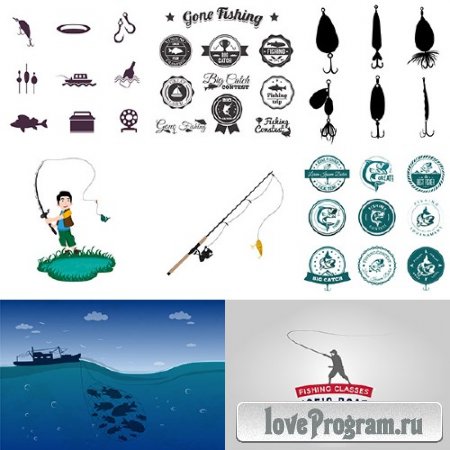 Рыбацкие блёсны и логотипы в векторном формате