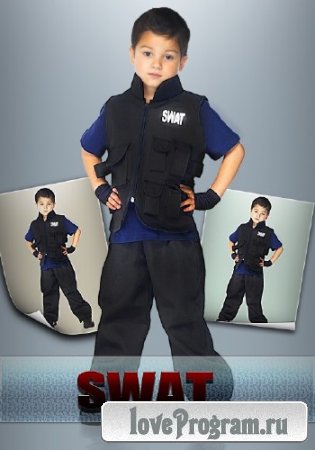 Прикольный фотошаблон для мальчика - В костюме спецназа