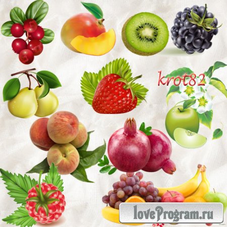 Клипарт на прозрачном фоне  – Спелые и сочные ягоды и фрукты 