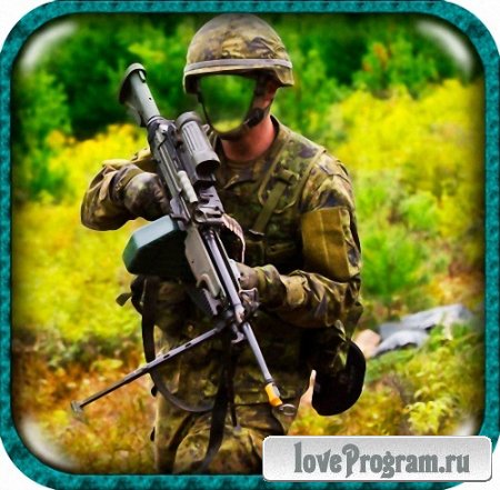 Фотошаблон для фотошопа - Солдат с ручным пулеметом