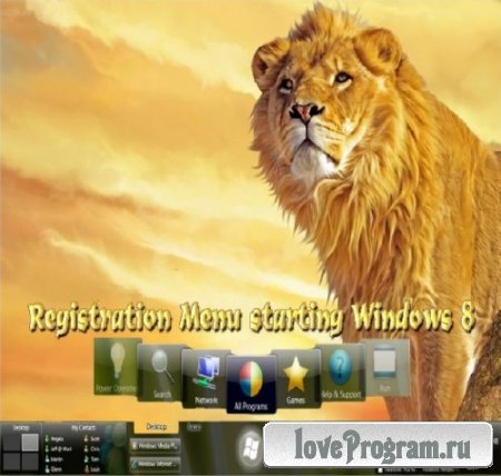 Registration Menu starting Windows 8